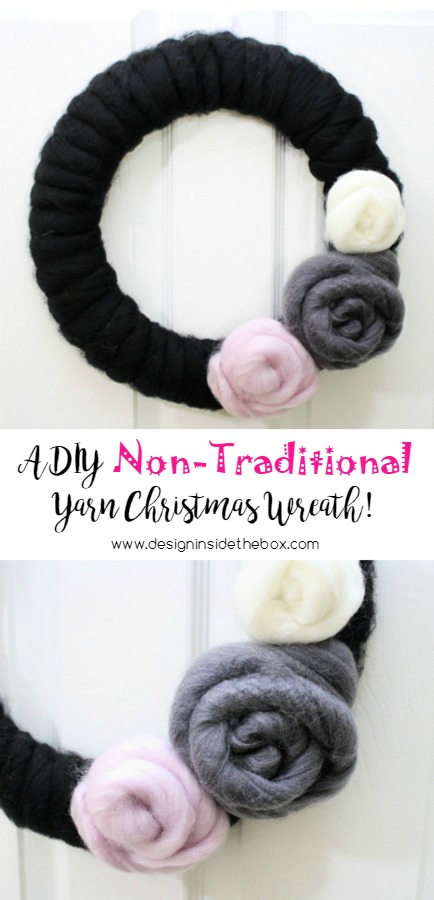 An Easy DIY Christmas Yarn Wreath! www.designinsidethebox.com